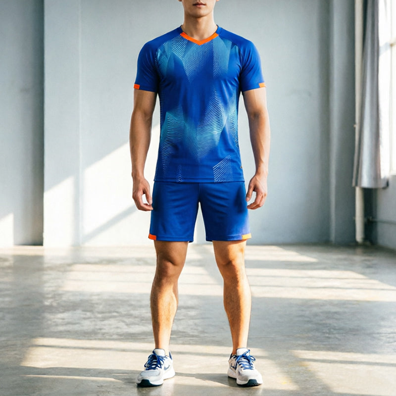 Printed Short Sleeve Football Training Suit Set
