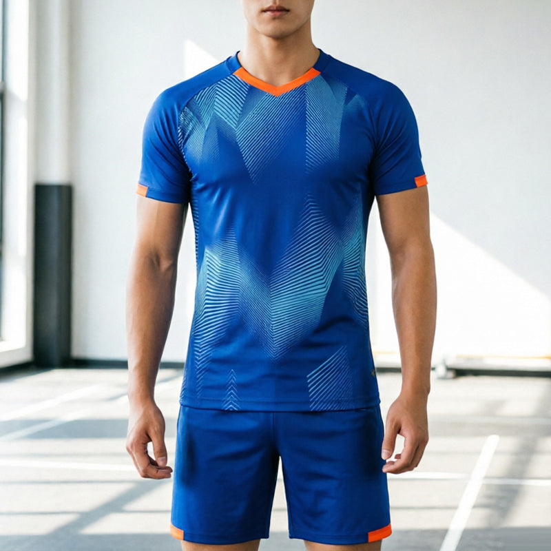 Printed Short Sleeve Football Training Suit Set